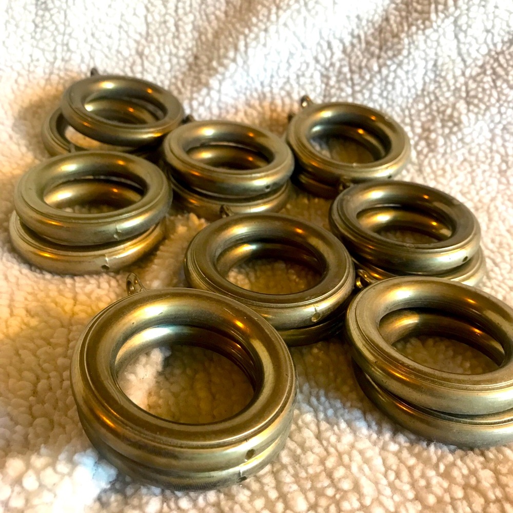16 Bronze Metal Drapery Curtain Rod Rings w/ eyelets 2.50”OD, 1.75”ID